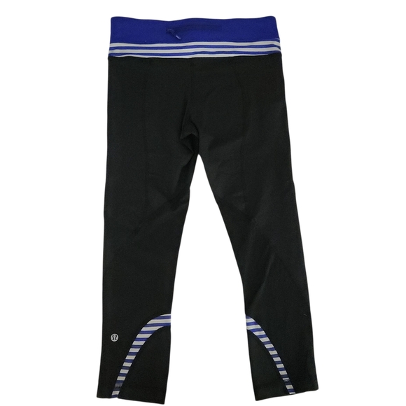 LULULEMON Run: Inspire Crop II Black / Pigment Blue White Narrow Bold size 6 - Picture 1 of 14